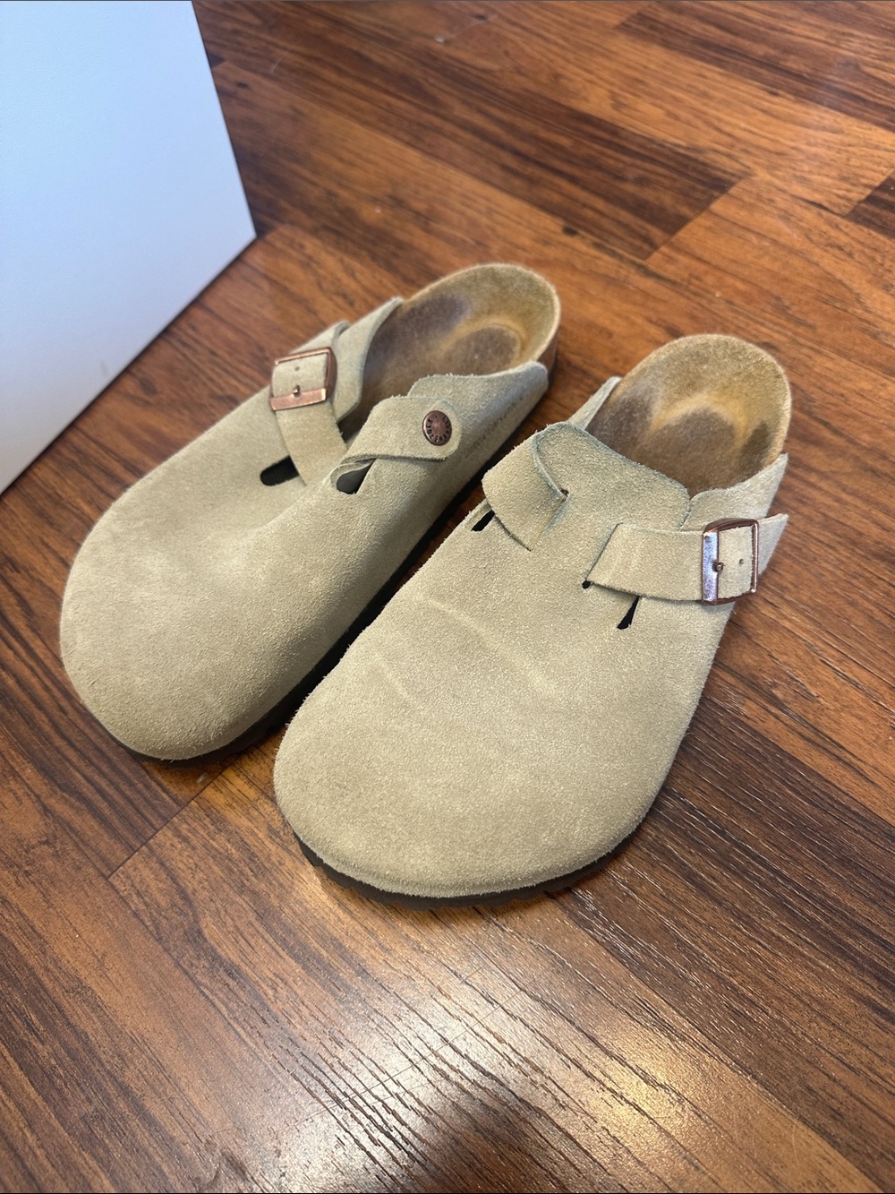 Birkenstock Suede Clog Mules in taupe